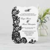 5 x 7 Black Lace Damask Antiek Wedding Invitation Kaart (Staand voorkant)