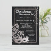 5 x 7 Black Masquerade-kerstbal uitnodiging (Staand voorkant)