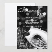 5 x 7 Black Masquerade Sweet 16 Birthday Invitatio Kaart (Voorkant / Achterkant)