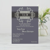 5 x 7 Black Stropdas Affair Grey Linen Wedding Inv Kaart (Staand voorkant)