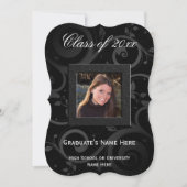 5 x 7 Black Swirl Photo Afstuderen Invitation Kaart (Voorkant)