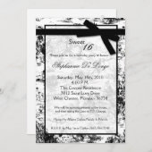 5 x 7 Black ToileFabric Sweet 16 Birthday Invitati Kaart (Voorkant / Achterkant)