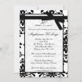 5 x 7 Black White Damask Bow Birthday Invitation Kaart (Voorkant)