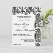 5 x 7 Black White Damask Lace Weddenschap Uitnodig Kaart (Staand voorkant)