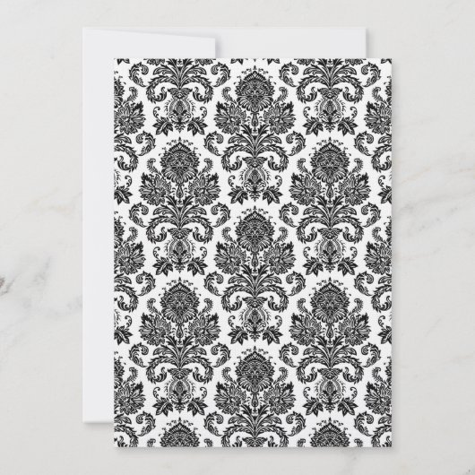 5 x 7 Black White Damask Lace Weddenschap Uitnodig Kaart (Achterkant)