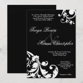 5 x 7 Black White Floral Linen Wedding Invitation Kaart (Voorkant / Achterkant)