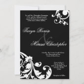 5 x 7 Black White Floral Linen Wedding Invitation Kaart (Voorkant)