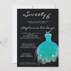5 x 7 Blauwgroen Aqua Dress Sweet 16 Birthday Uitn Kaart