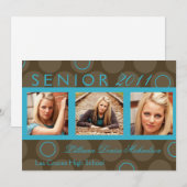 5 x 7 Blauwgroen Circle Polka Foto Senior Aankondi Aankondiging (Voorkant / Achterkant)