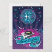 5 x 7 Blauwgroen DJ Spin Platenspeler 16 Aannodigi Kaart (Achterkant)