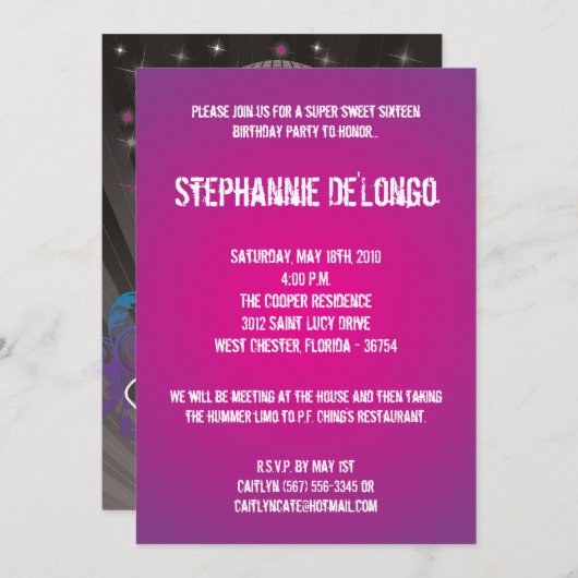 5 x 7 Blauwgroen DJ Spin Platenspeler 16 Aannodigi Kaart (Voorkant / Achterkant)