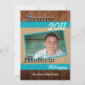 5 x 7 Blauwgroen houten planken Foto Senior Aankon Aankondiging (Voorkant)