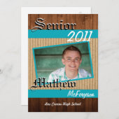 5 x 7 Blauwgroen houten planken Foto Senior Aankon Aankondiging (Voorkant / Achterkant)