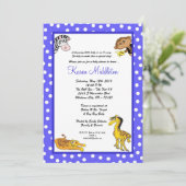 5 x 7 Blue Animals Zoo Baby shower Invitation Kaart (Staand voorkant)