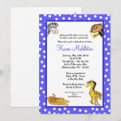 5 x 7 Blue Animals Zoo Baby shower Invitation Kaart (Voorkant / Achterkant)