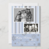 5 x 7 Blue & Silver Snowflake PHOTO-kerstkaart Feestdagenkaart (Voorkant)