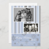5 x 7 Blue & Silver Snowflake PHOTO-kerstkaart Feestdagenkaart (Voorkant / Achterkant)