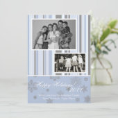 5 x 7 Blue & Silver Snowflake PHOTO-kerstkaart Feestdagenkaart (Staand voorkant)