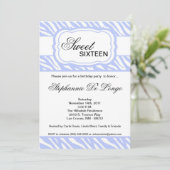 5 x 7 Blue Zebra Print Birthday Party Invitation Kaart (Staand voorkant)