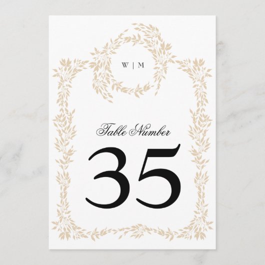 5 x 7 Blush Crest Elegante Trouwtafel Nummers (Voorkant)