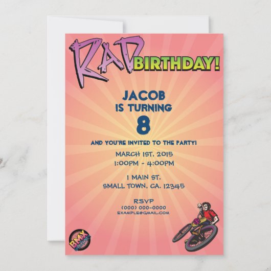 5 X 7 BMX Birthday Uitnodiging (Achterkant)