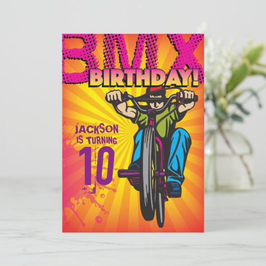 5 X 7 BMX Birthday Uitnodiging (Staand voorkant)