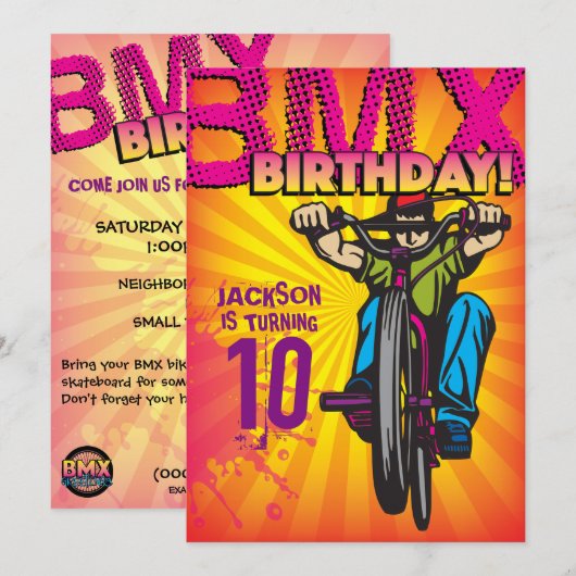 5 X 7 BMX Birthday Uitnodiging (Voorkant / Achterkant)