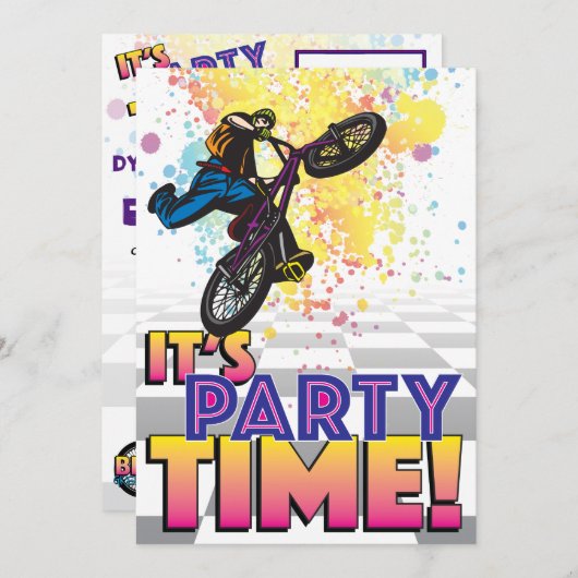 5 x 7 BMX verjaardagsuitnodiging Kaart (Voorkant / Achterkant)