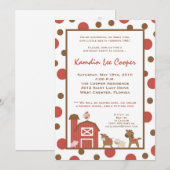 5 x 7 Boerderij Red Barn Koe Birthday Party Invita Kaart (Voorkant / Achterkant)