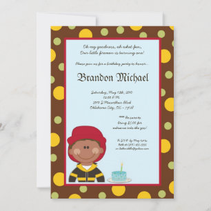 5 x 7 Boy Firemen Birthday Party Invitation Kaart