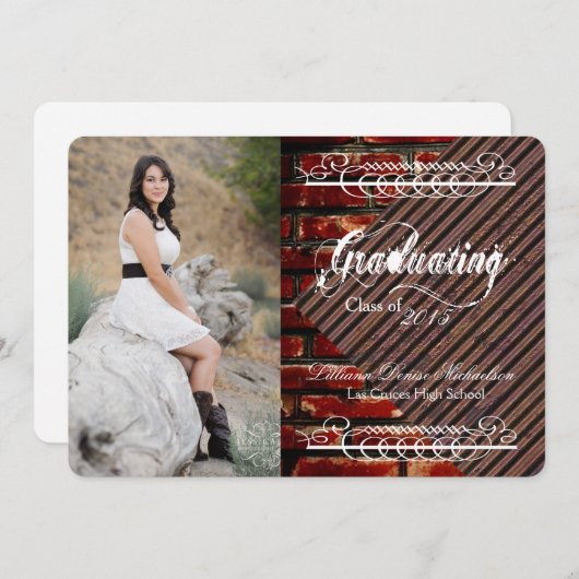 5 x 7 Brick Wall Grunge Building Hogere aankondigi Aankondiging (Voorkant / Achterkant)