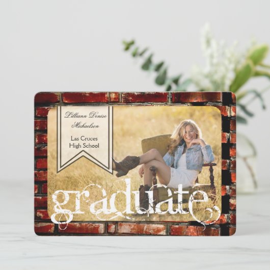 5 x 7 Brick Wall Grunge Building Hogere aankondigi Aankondiging (Staand voorkant)