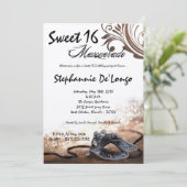5 x 7 Brown Masquerade Sweet 16 Birthday Invitatio Kaart (Staand voorkant)