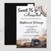 5 x 7 Brown Masquerade Sweet 16 Birthday Invitatio Kaart (Voorkant / Achterkant)