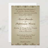 5 x 7 bruiloft uitnodiging Tanish bruin Damask (Voorkant / Achterkant)