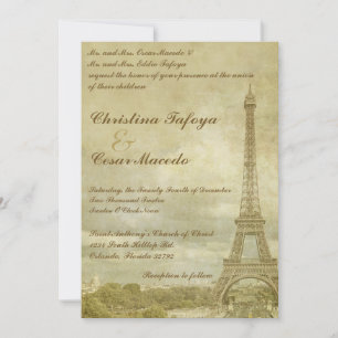 5 x 7 bruiloft uitnodiging Vintage Paris Eiffel To