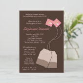 5 x 7 Bruin Tea Bag Tea Party Birthday Uitnodiging (Staand voorkant)