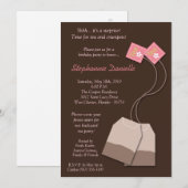5 x 7 Bruin Tea Bag Tea Party Birthday Uitnodiging (Voorkant / Achterkant)