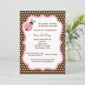 5 x 7 bruine dame Bug Birthday Party nodigt uit Kaart (Staand voorkant)