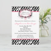 5 x 7 Butterfly Zebra Print Bridal Shower Invitati Kaart (Staand voorkant)