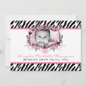 5 x 7 Butterfly Zebra Print Foto geboorteaankondig Aankondiging (Voorkant)