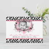 5 x 7 Butterfly Zebra Print Foto geboorteaankondig Aankondiging (Staand voorkant)