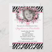 5 x 7 Butterfly ZebraPrint Photo Birthday Invitati Kaart (Voorkant)