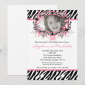 5 x 7 Butterfly ZebraPrint Photo Birthday Invitati Kaart (Voorkant / Achterkant)