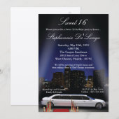 5 x 7 City Lights Limo Sweet 16 Birthday Invitatio Kaart (Voorkant / Achterkant)
