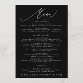 5 x 7 Classic Black White Calligraphy Birthday Menu (Voorkant)