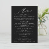 5 x 7 Classic Black White Calligraphy Birthday Menu (Staand voorkant)