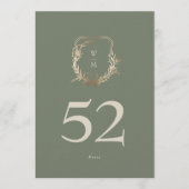 5 x 7 Classic Sage Cream Gold Crest Tafelnummer (Voorkant)
