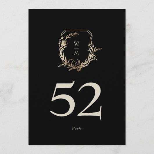 5 x 7 Classic Zwart Cream Gouden Krans Tafelnummer (Achterkant)