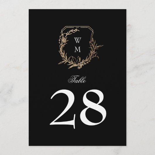 5 x 7 Classic Zwart Wit Goud Kam Tafelnummer (Achterkant)